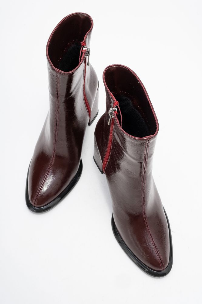 Kadın Kalın Topuklu Bot BORDO KIRISIK ERC512 resmi