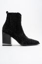 Kadın Kalın Topuklu Taşlı Bot SIYAH GUJ135