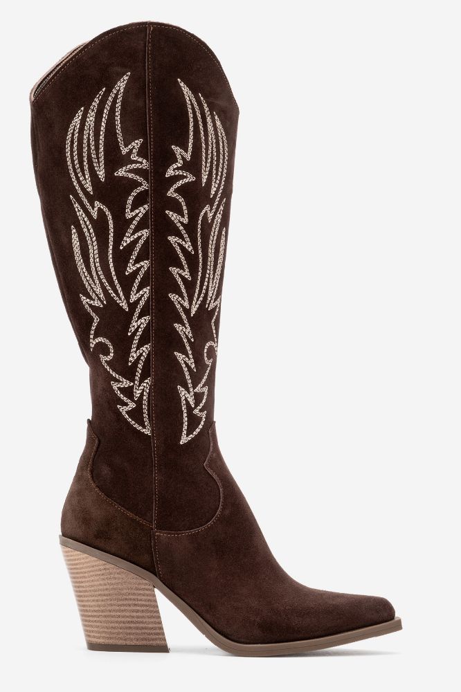 Kadın Deri Western Çizme KAHVE SUET HKN1614 resmi