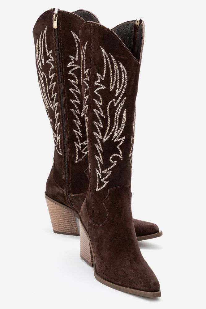 Kadın Deri Western Çizme KAHVE SUET HKN1614 resmi