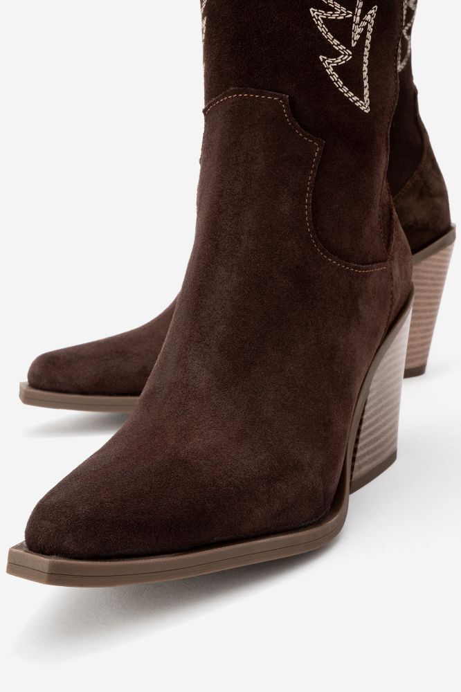 Kadın Deri Western Çizme KAHVE SUET HKN1614 resmi