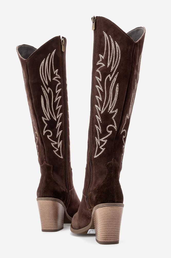 Kadın Deri Western Çizme KAHVE SUET HKN1614 resmi