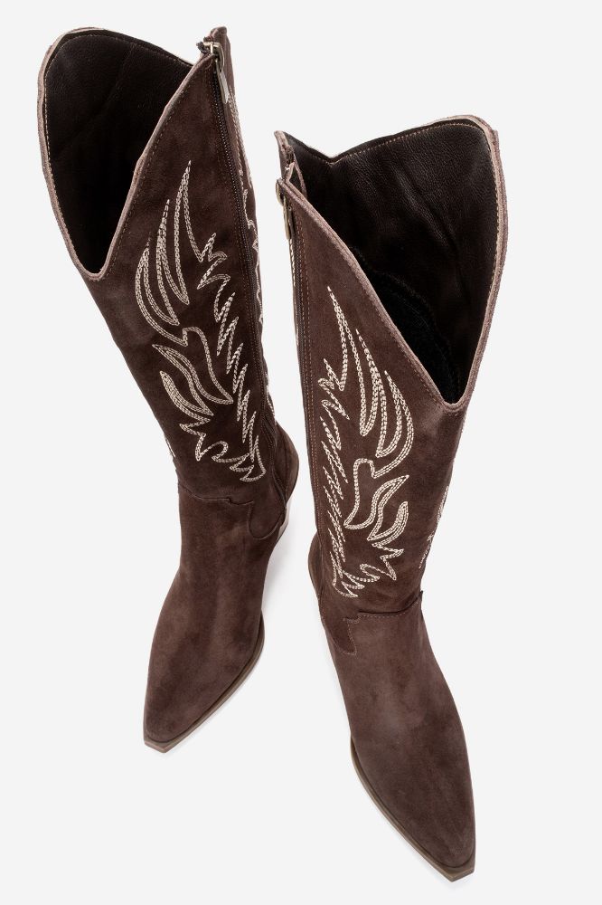 Kadın Deri Western Çizme KAHVE SUET HKN1614 resmi