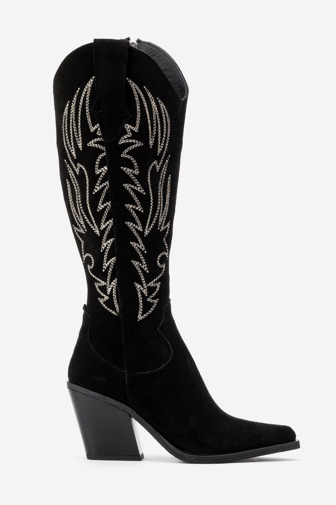 Kadın Deri Western Çizme SIYAH SUET HKN1614 resmi