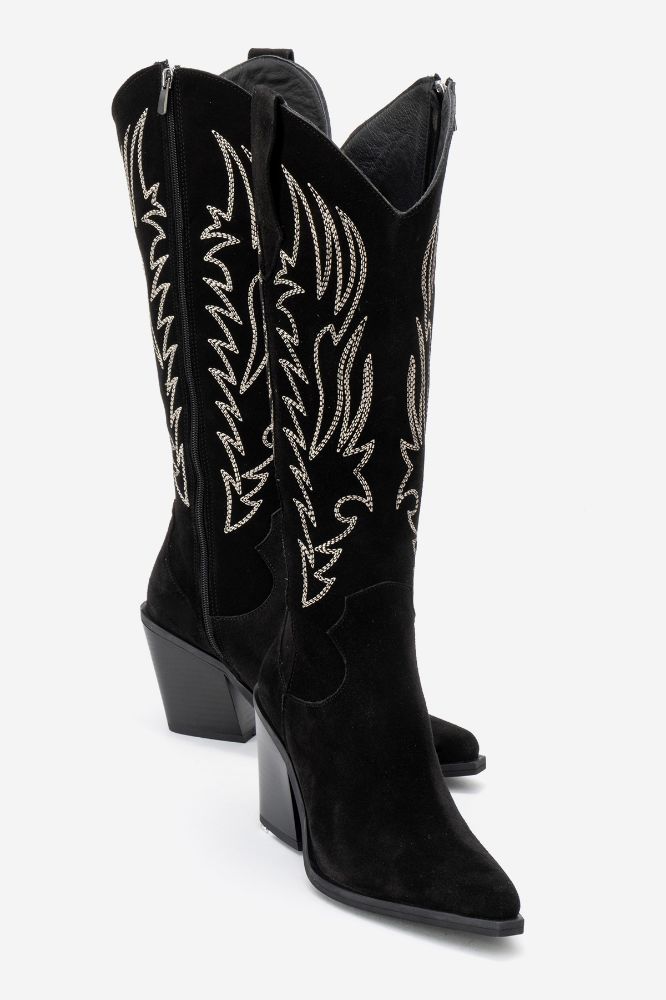 Kadın Deri Western Çizme SIYAH SUET HKN1614 resmi