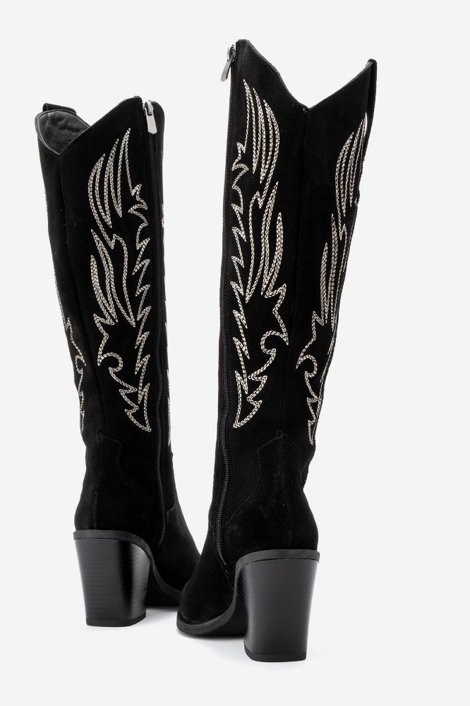 Kadın Deri Western Çizme SIYAH SUET HKN1614 resmi