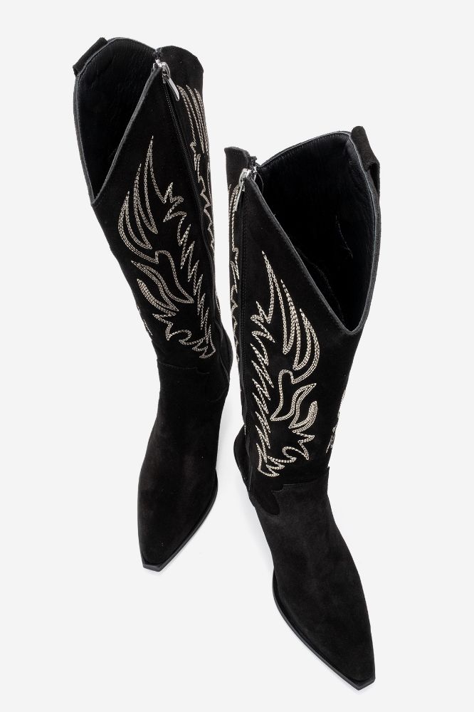 Kadın Deri Western Çizme SIYAH SUET HKN1614 resmi