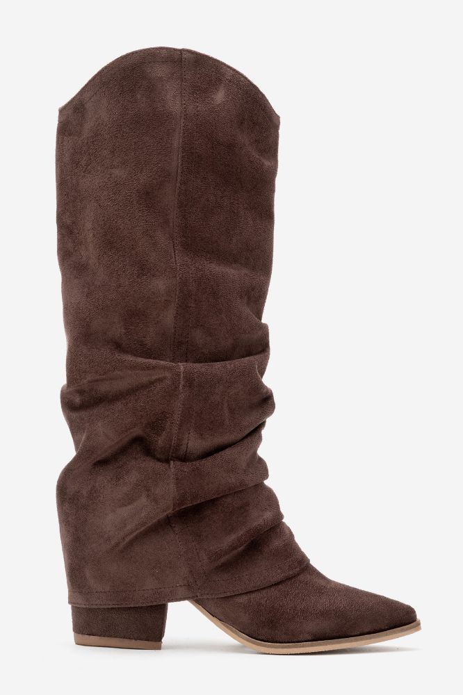 Kadın Kalın Topuklu Çizme KAHVE SUET LOOK900 resmi