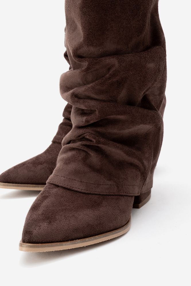 Kadın Kalın Topuklu Çizme KAHVE SUET LOOK900 resmi