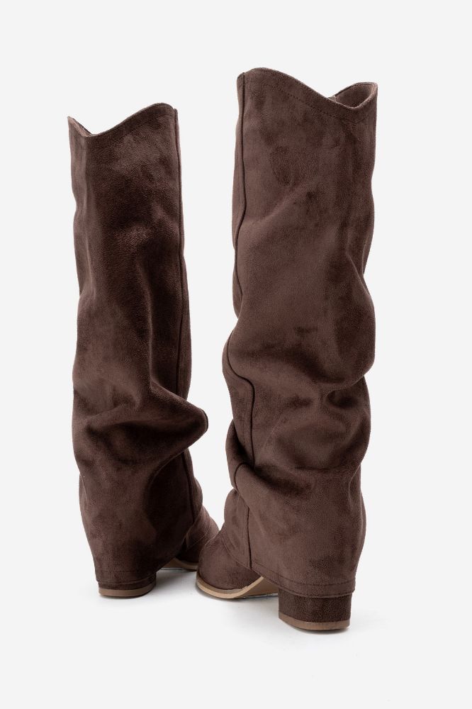 Kadın Kalın Topuklu Çizme KAHVE SUET LOOK900 resmi