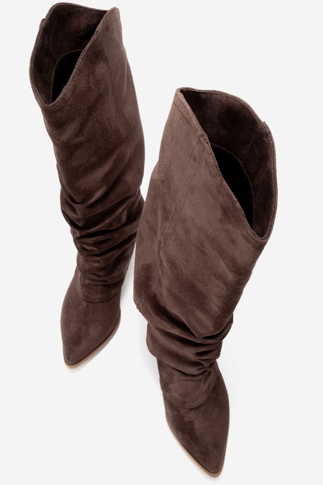 Kadın Kalın Topuklu Çizme KAHVE SUET LOOK900 resmi