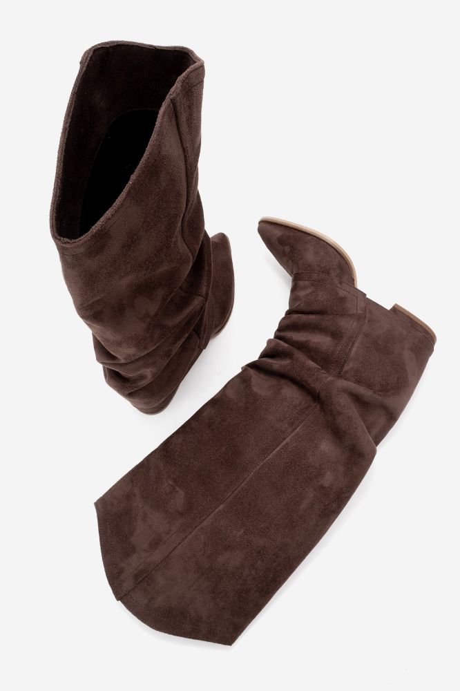 Kadın Kalın Topuklu Çizme KAHVE SUET LOOK900 resmi