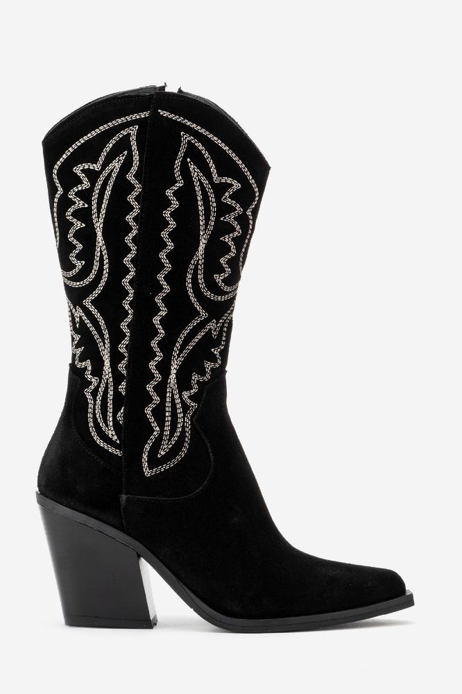 kadin-deri-western-kisa-cizme-SIYAH SUET-HKN1615-0101817_0