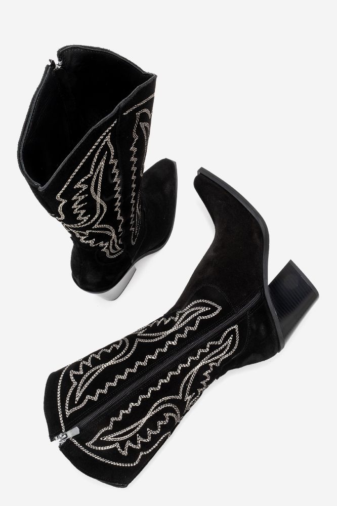 kadin-deri-western-kisa-cizme-SIYAH SUET-HKN1615-0101822_0