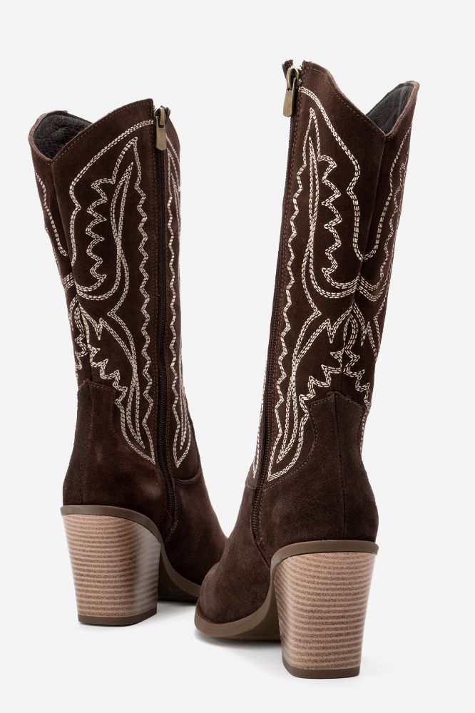 kadin-deri-western-kisa-cizme-KAHVE SUET-HKN1615-0101826_0