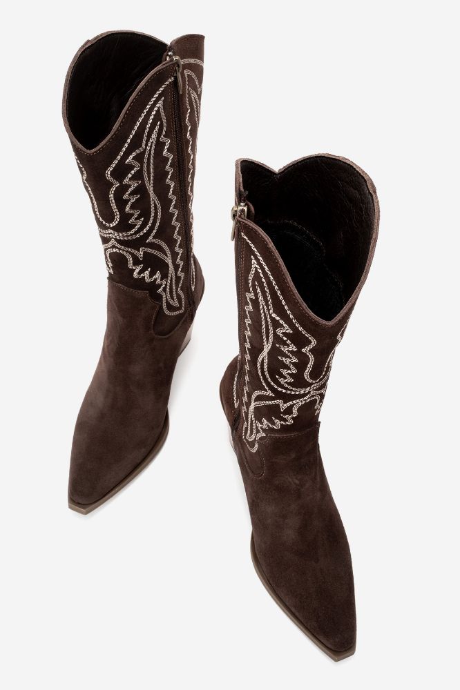 kadin-deri-western-kisa-cizme-KAHVE SUET-HKN1615-0101827_0