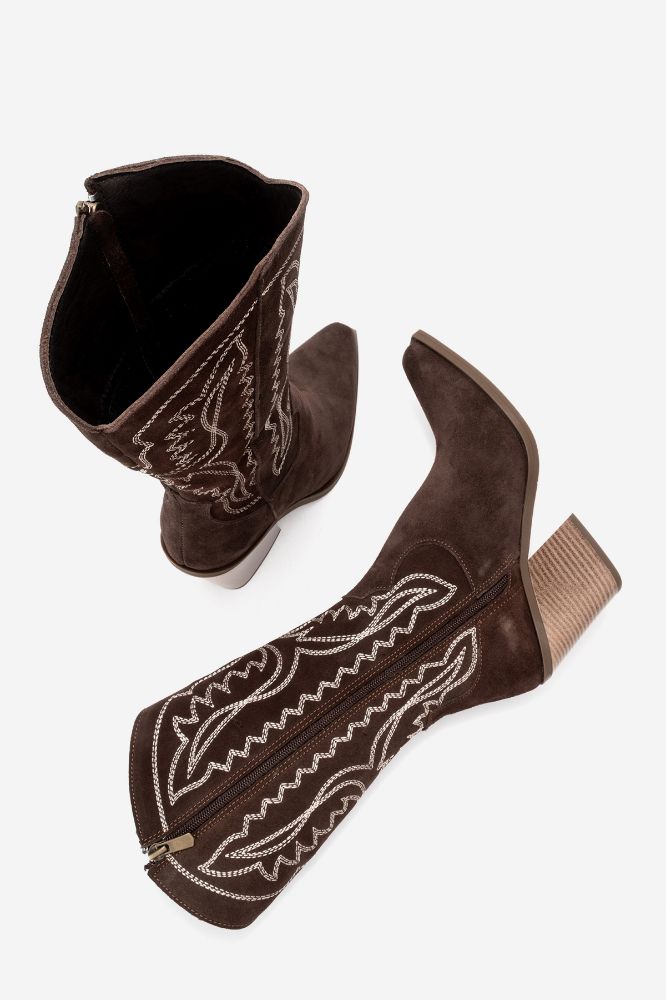 kadin-deri-western-kisa-cizme-KAHVE SUET-HKN1615-0101828_0