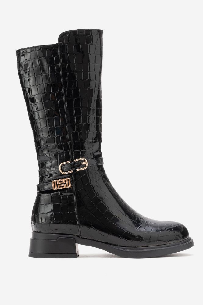 kadin-tokali-kisa-cizme-SIYAH PARLAK-REY5109-0101976_0