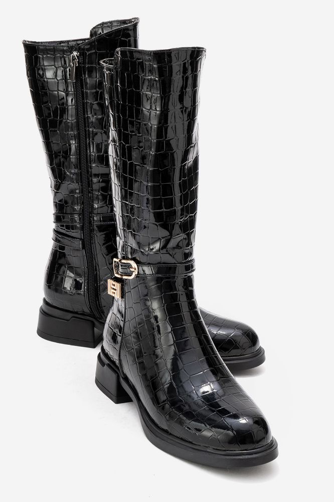 kadin-tokali-kisa-cizme-SIYAH PARLAK-REY5109-0101977_0