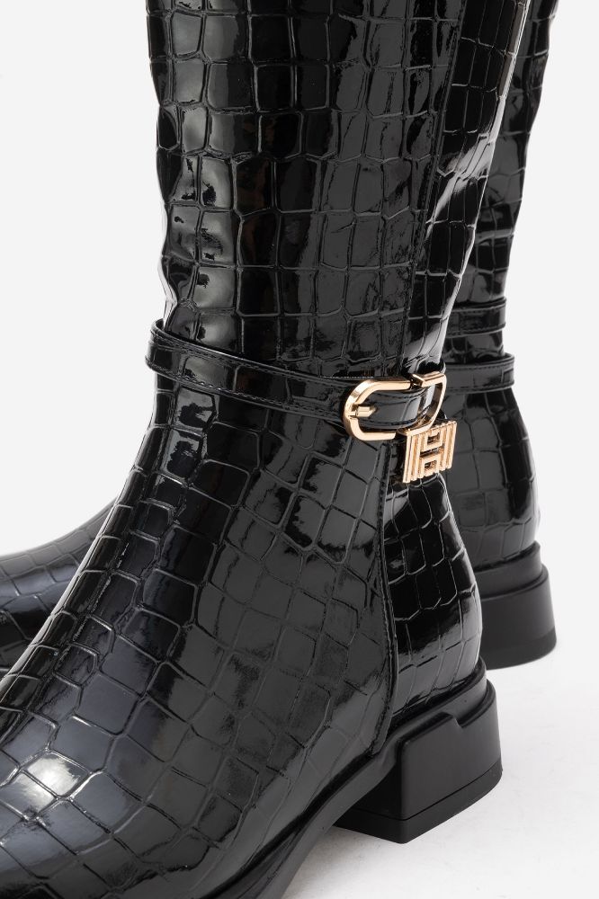 kadin-tokali-kisa-cizme-SIYAH PARLAK-REY5109-0101978_0