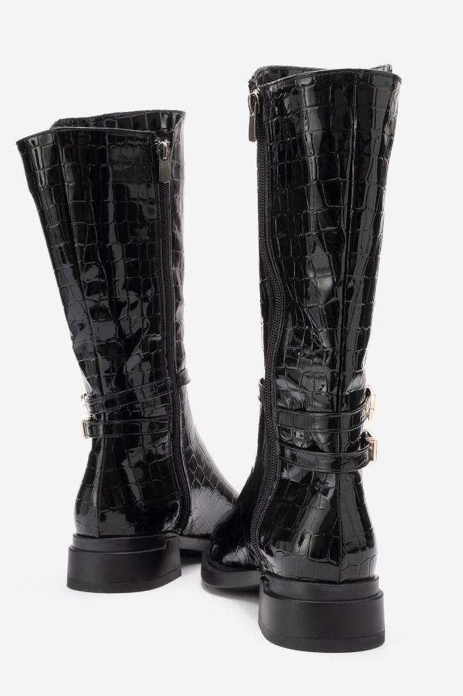 kadin-tokali-kisa-cizme-SIYAH PARLAK-REY5109-0101979_0