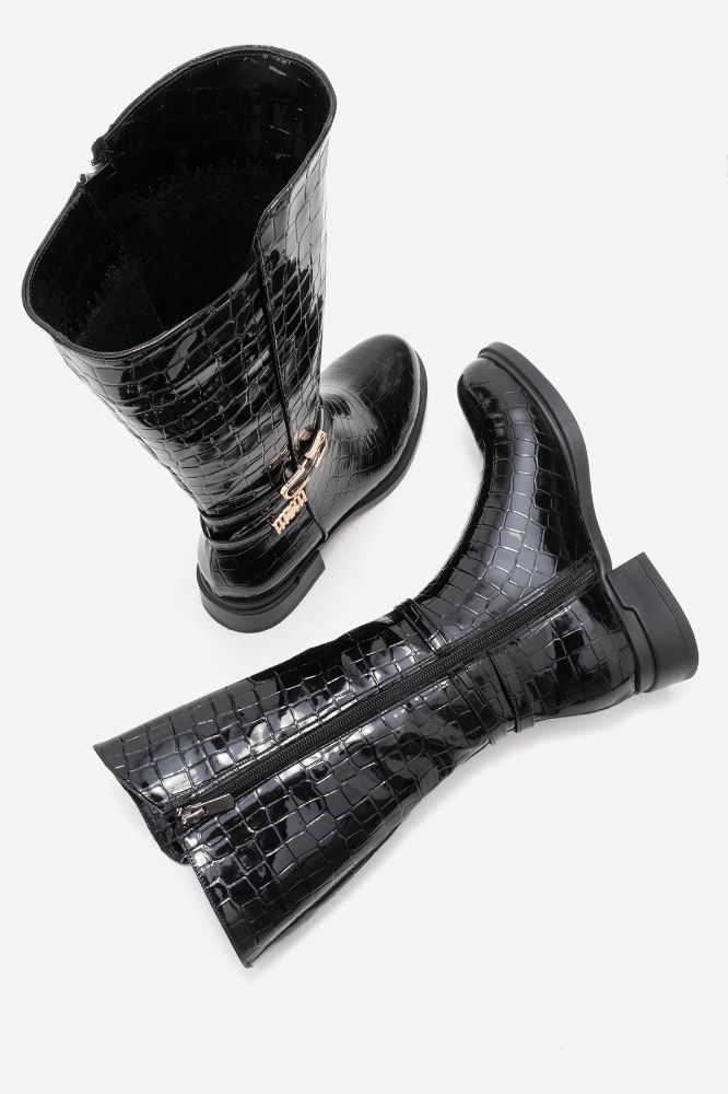 kadin-tokali-kisa-cizme-SIYAH PARLAK-REY5109-0101981_0