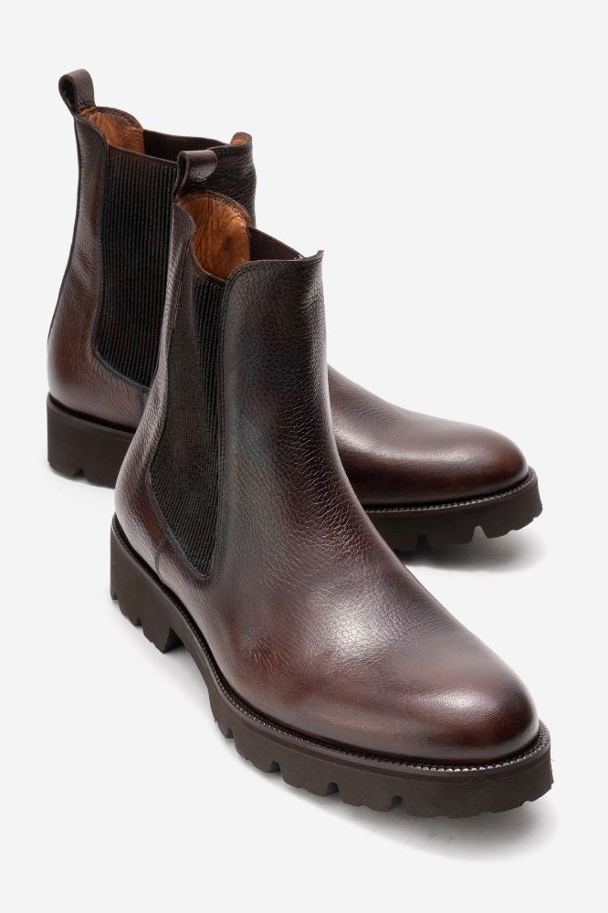 Erkek Deri Lastikli Bot KAHVE FLOTER GLR8777 resmi