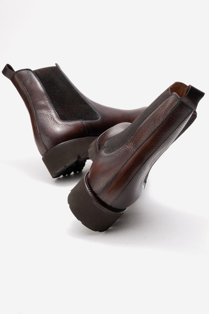 Erkek Deri Lastikli Bot KAHVE FLOTER GLR8777 resmi