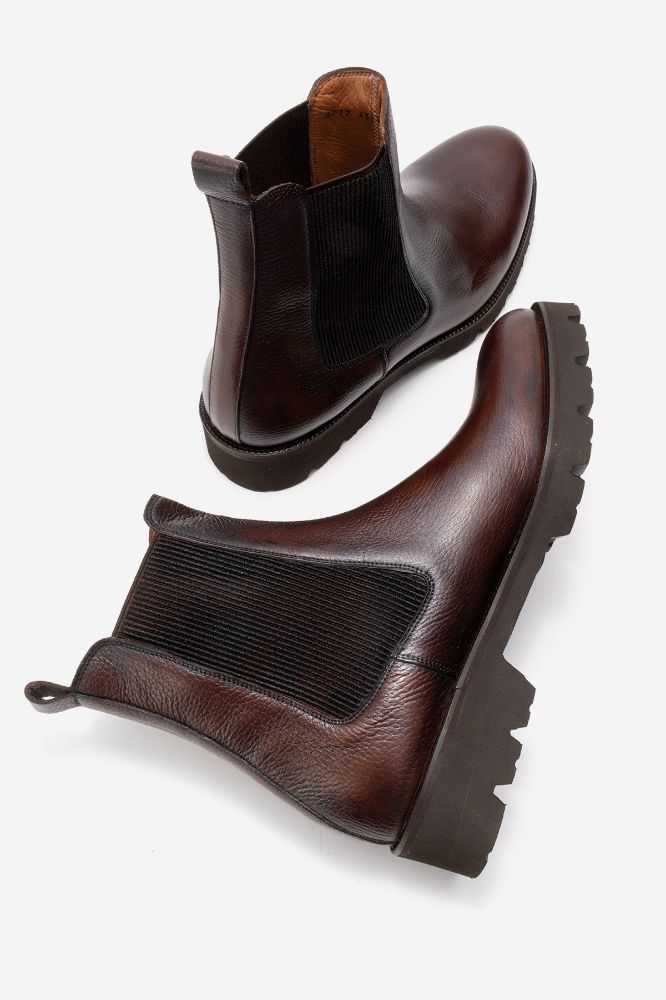 Erkek Deri Lastikli Bot KAHVE FLOTER GLR8777 resmi