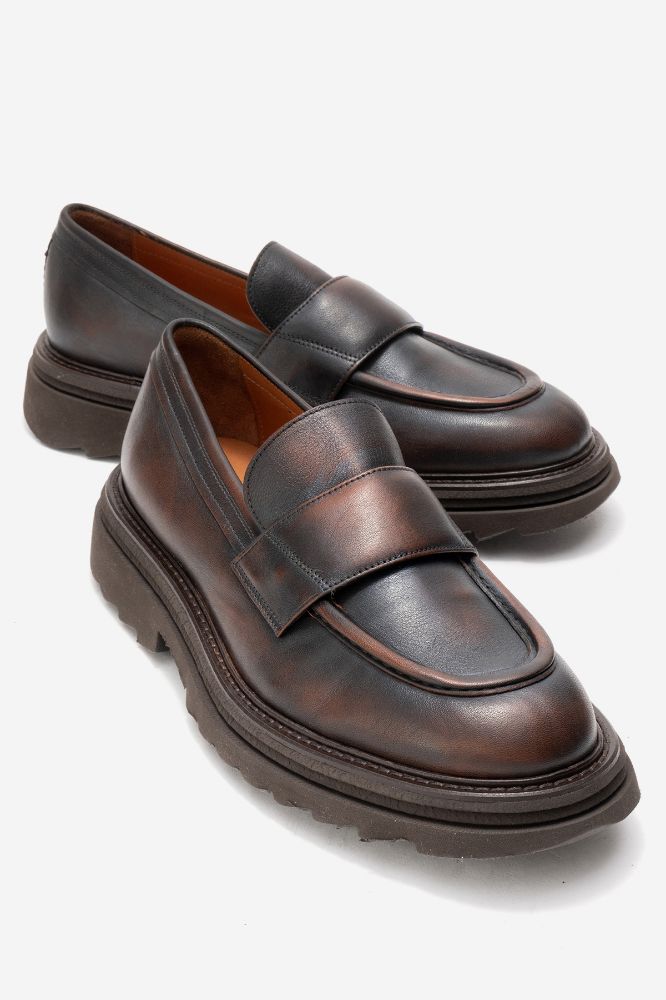 Erkek Deri Kalın Taban Ayakkabı KAHVE GLR2519418 resmi