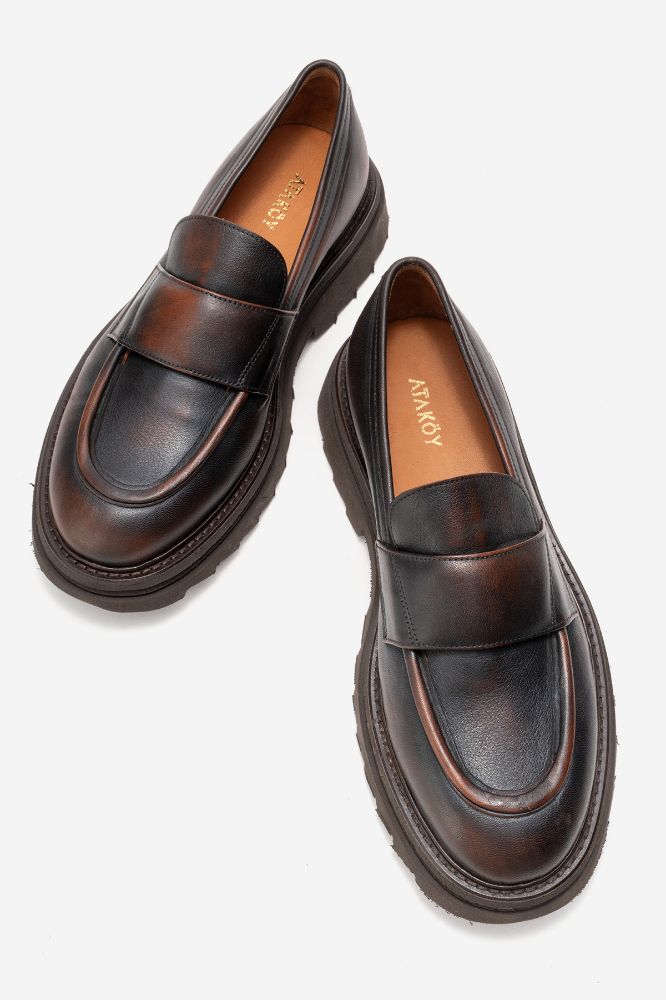 Erkek Deri Kalın Taban Ayakkabı KAHVE GLR2519418 resmi