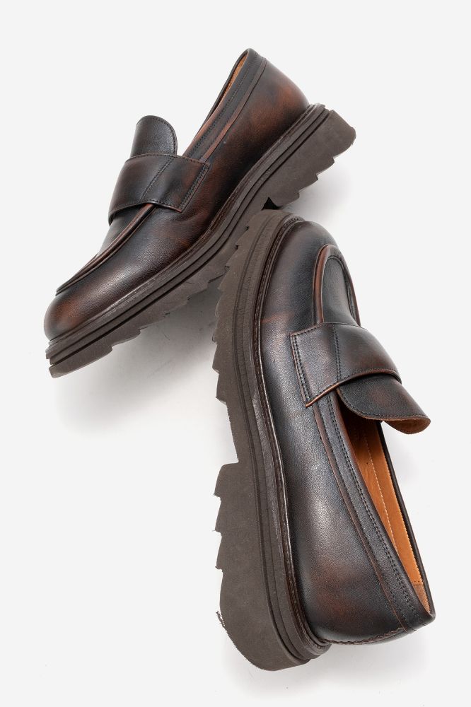 Erkek Deri Kalın Taban Ayakkabı KAHVE GLR2519418 resmi