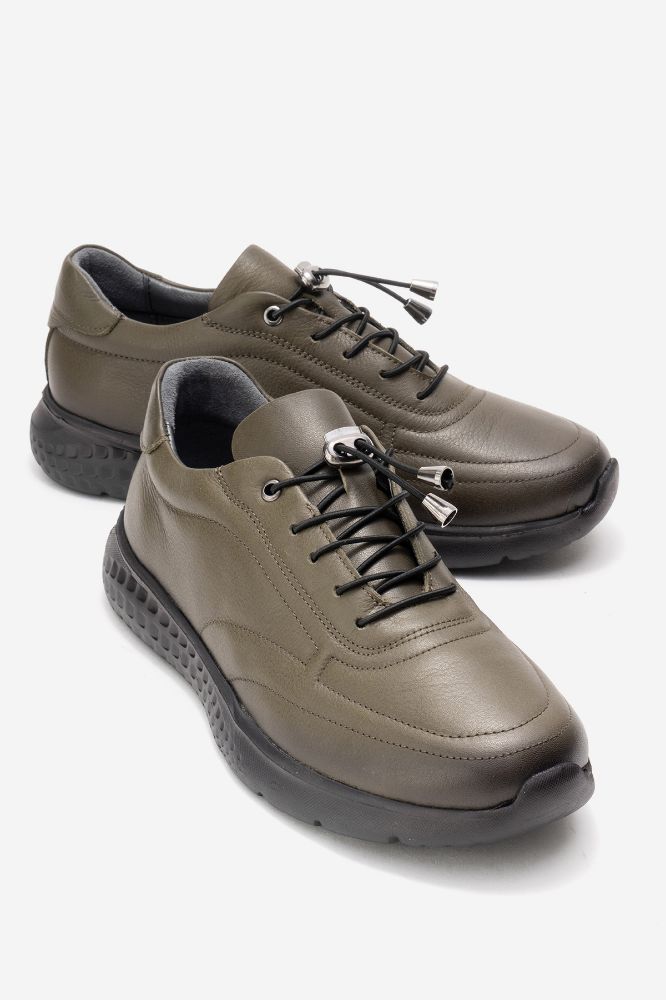 Kadın Deri Ayakkabı HAKI SIYAH NHR110 resmi