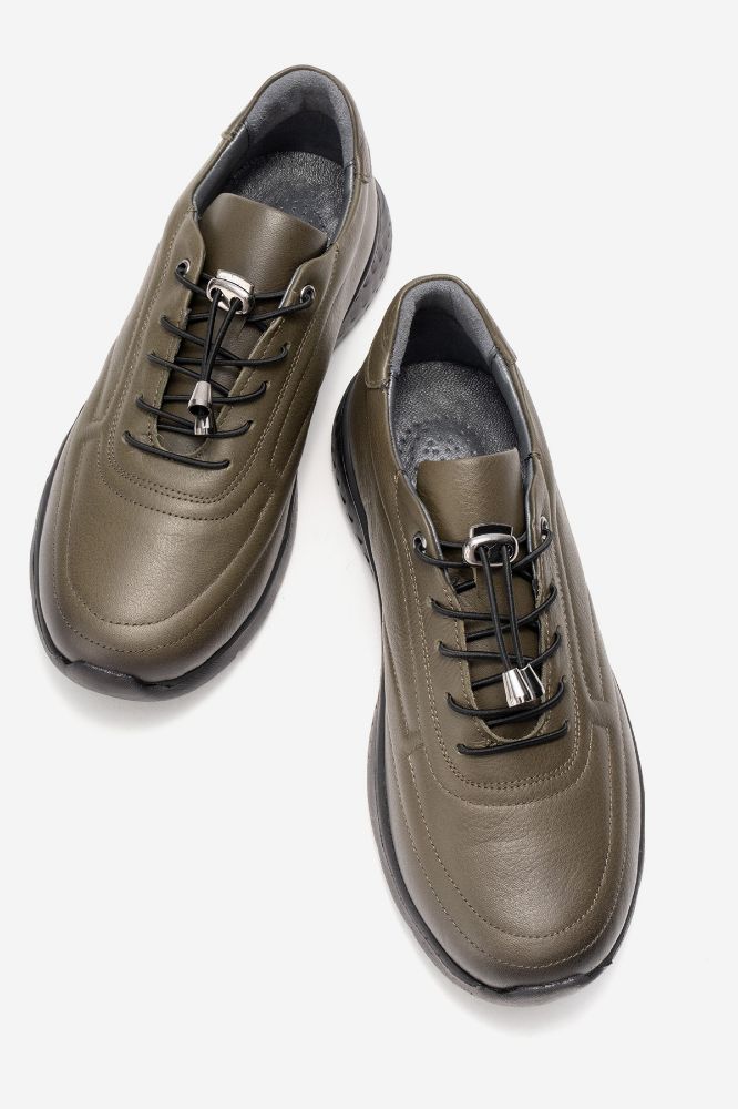 Kadın Deri Ayakkabı HAKI SIYAH NHR110 resmi