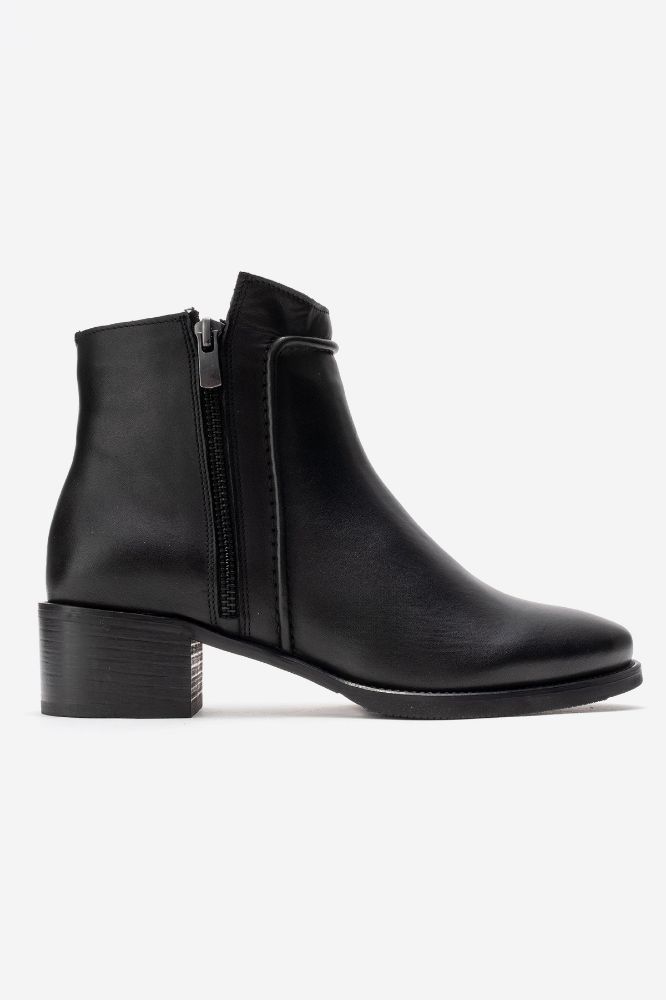 Kadın Deri Fermuar Detaylı Topuklu Bot SIYAH PNC639 resmi