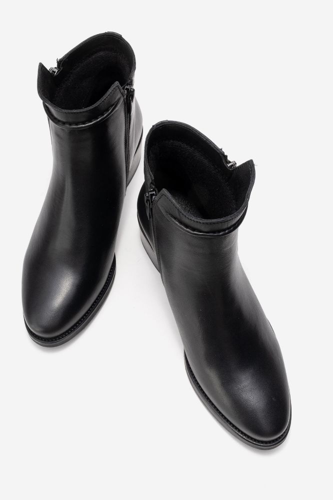Kadın Deri Fermuar Detaylı Topuklu Bot SIYAH PNC639 resmi