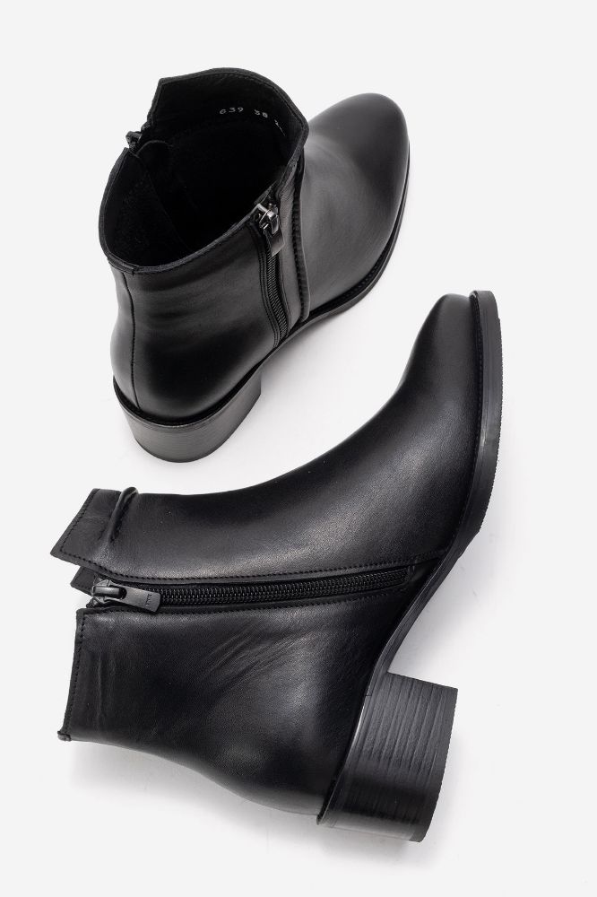 Kadın Deri Fermuar Detaylı Topuklu Bot SIYAH PNC639 resmi