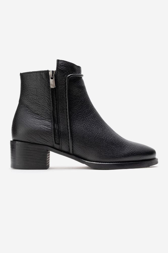 Kadın Deri Fermuar Detaylı Topuklu Bot SIYAH FLOTER PNC639 resmi