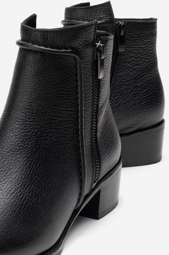 Kadın Deri Fermuar Detaylı Topuklu Bot SIYAH FLOTER PNC639 resmi