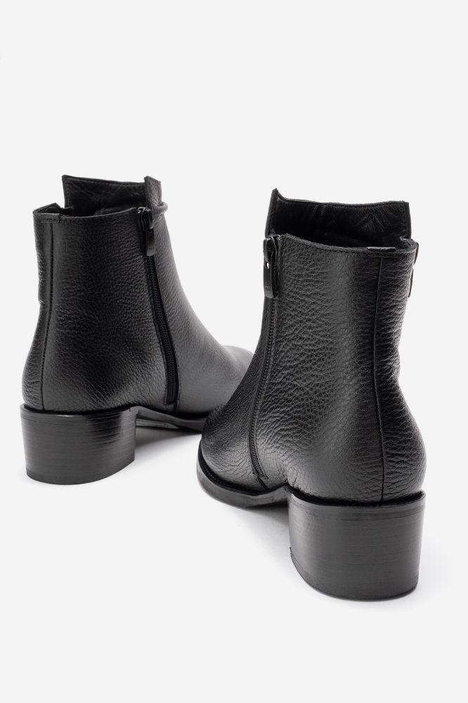 Kadın Deri Fermuar Detaylı Topuklu Bot SIYAH FLOTER PNC639 resmi