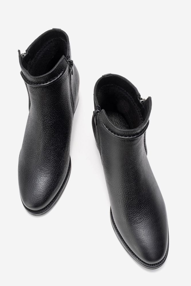 Kadın Deri Fermuar Detaylı Topuklu Bot SIYAH FLOTER PNC639 resmi