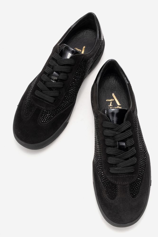 Kadın Deri Sneaker Ayakkabı SIYAH SUET PNC1385 resmi