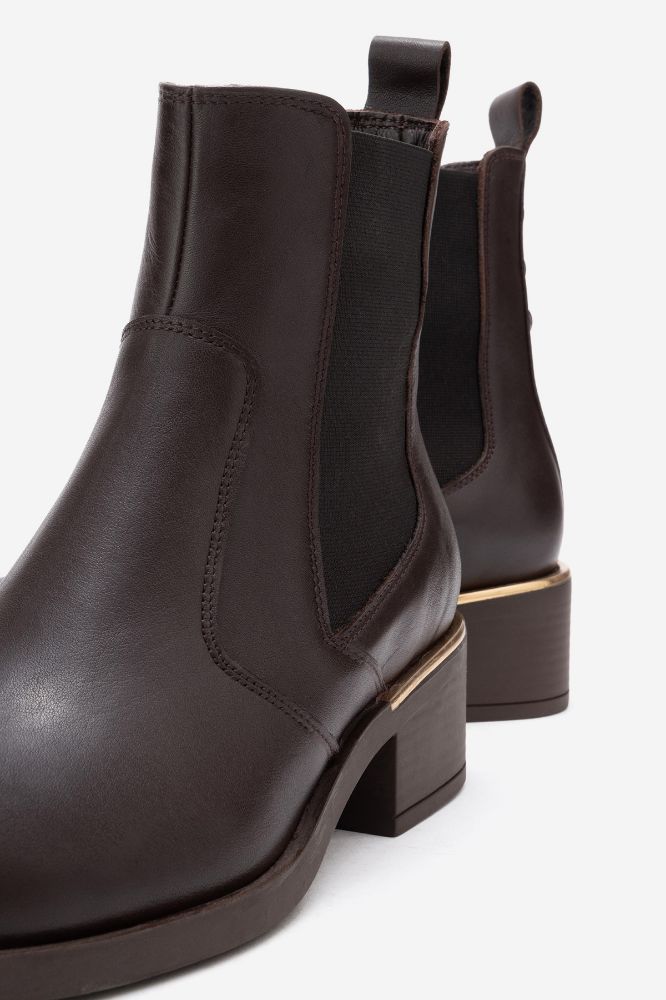 Kadın Deri Lastikli Topuklu Bot KAHVE PNC1484 resmi