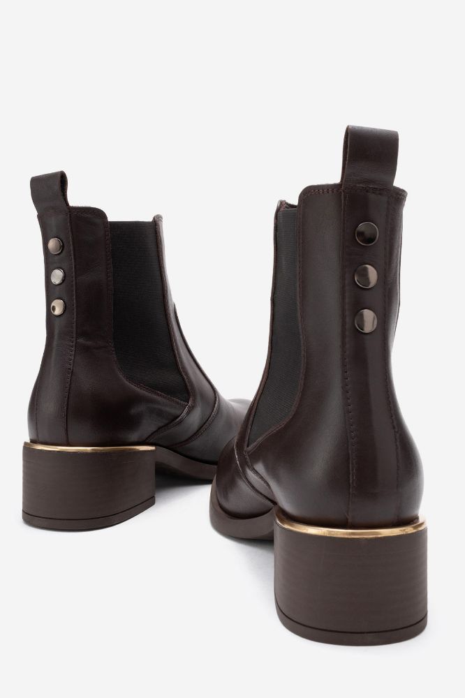 Kadın Deri Lastikli Topuklu Bot KAHVE PNC1484 resmi