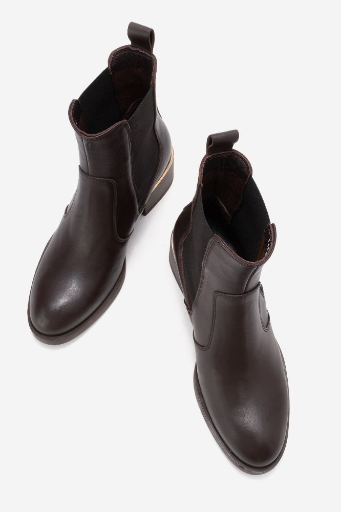 Kadın Deri Lastikli Topuklu Bot KAHVE PNC1484 resmi