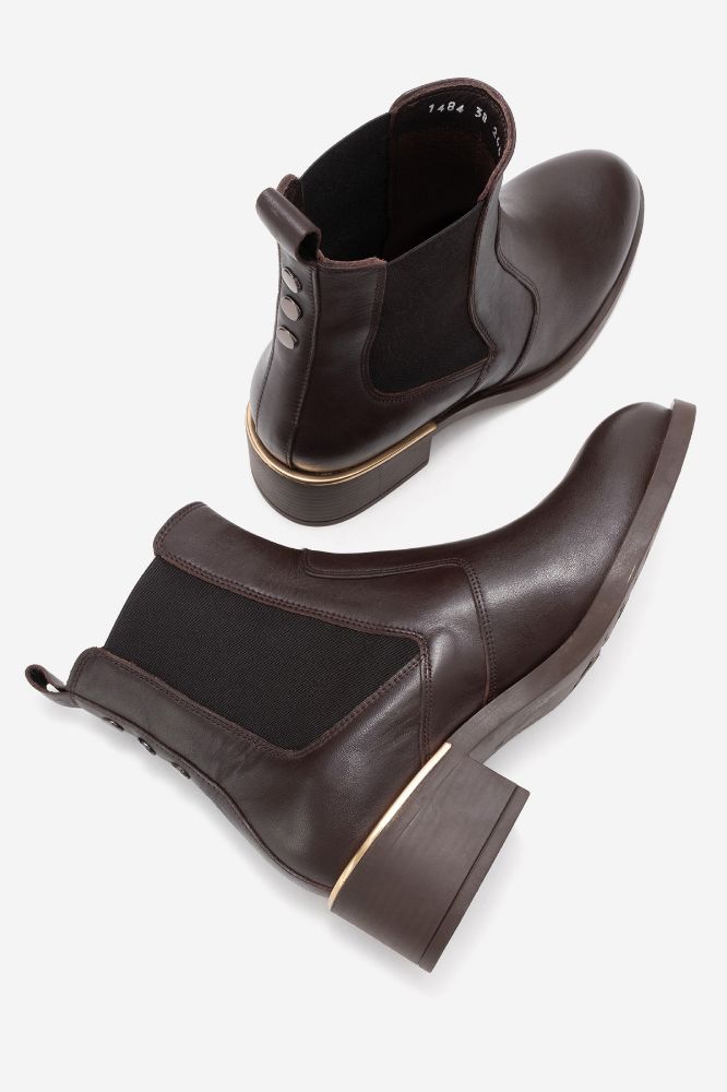 Kadın Deri Lastikli Topuklu Bot KAHVE PNC1484 resmi