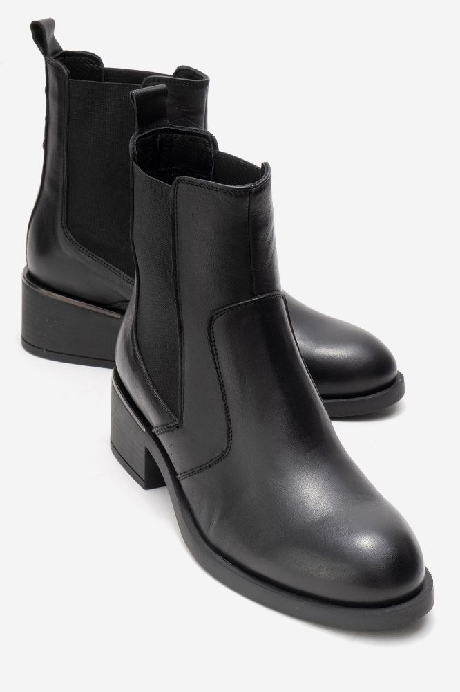 Kadın Deri Lastikli Topuklu Bot SIYAH PNC1484 resmi