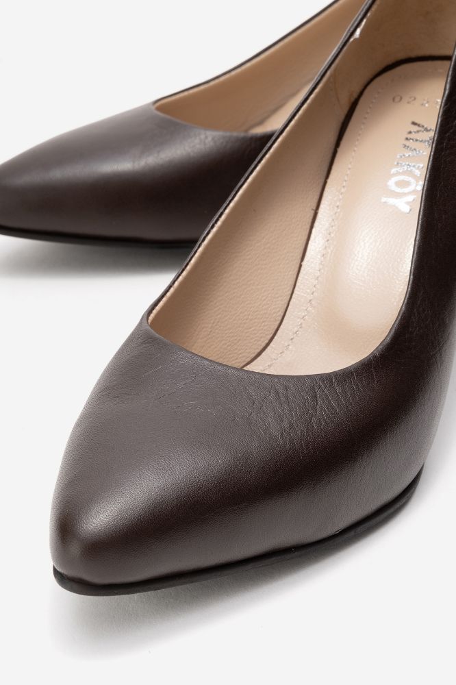 Kadın Deri Kalın Topuklu Ayakkabı KAHVE PYZ0225 resmi