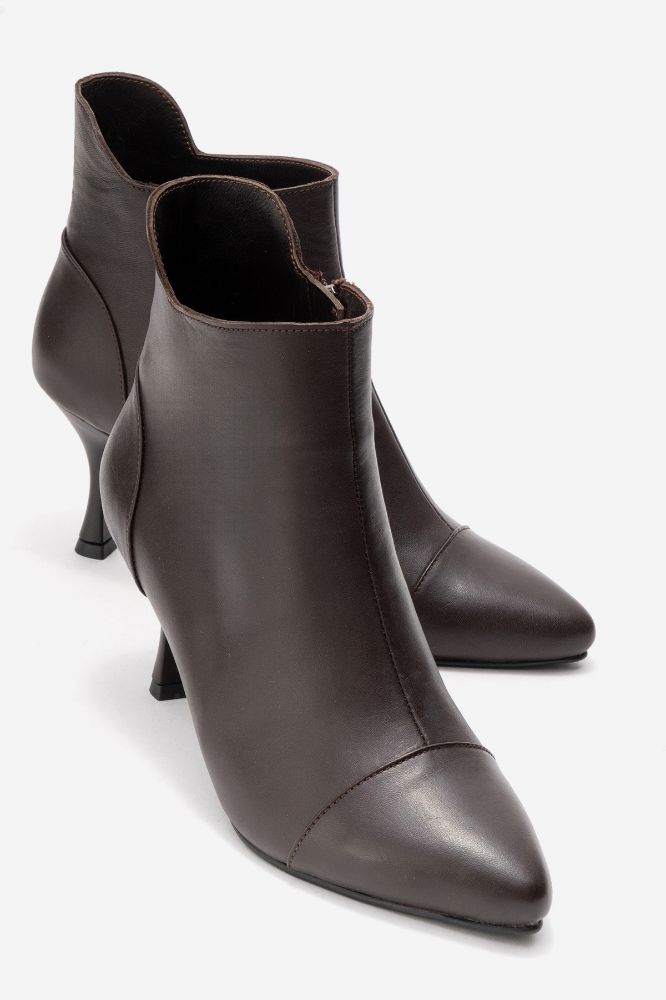 Kadın Deri İnce Topuklu Bilekte Bot KAHVE PYZ1063 resmi