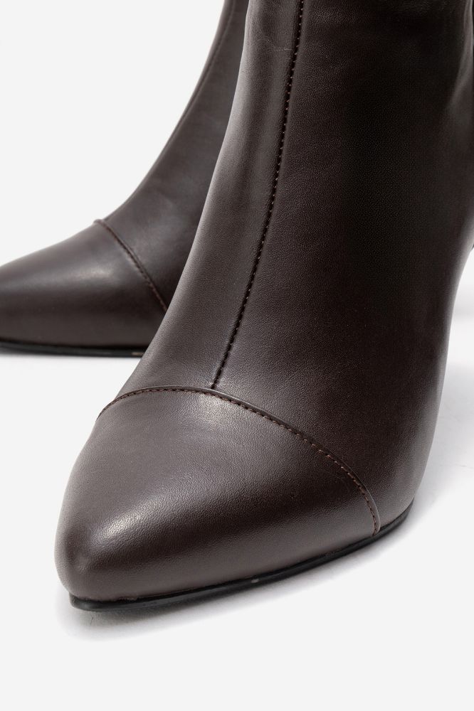 Kadın Deri İnce Topuklu Bilekte Bot KAHVE PYZ1063 resmi